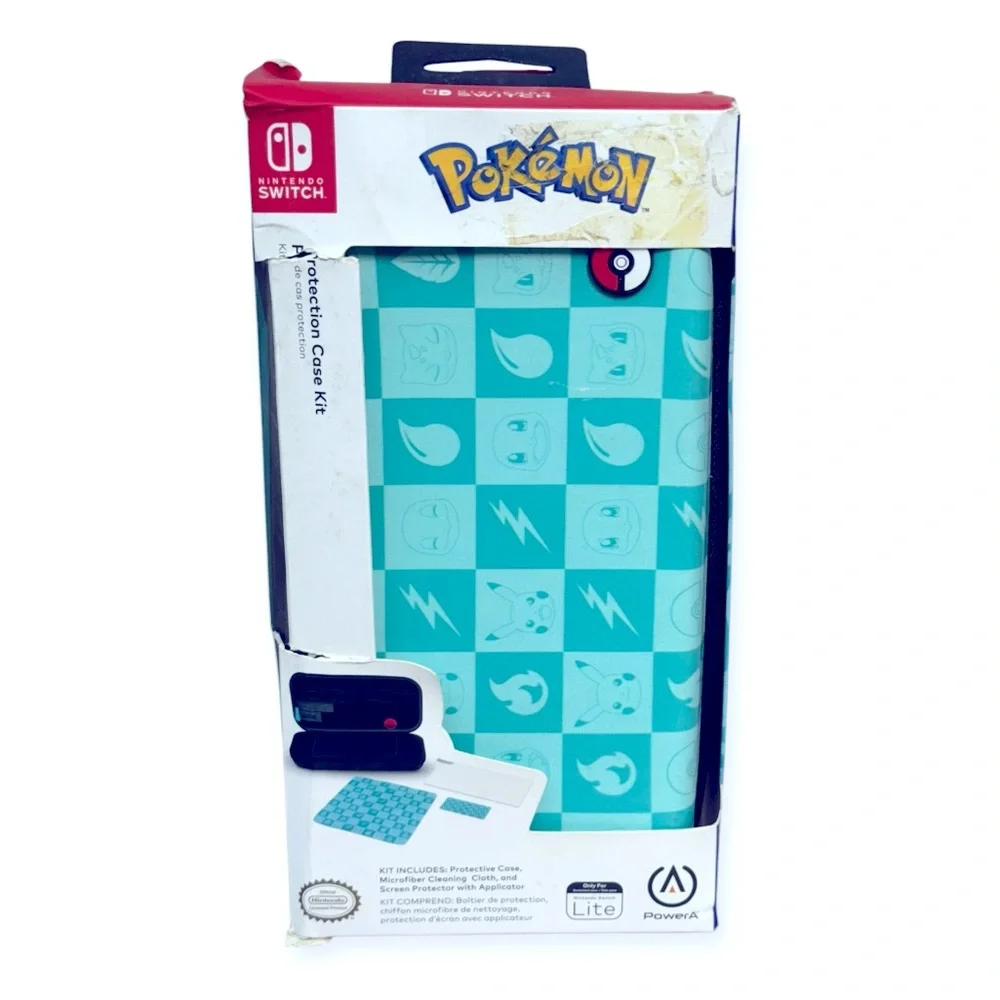 Protection Case Kit For Nintendo Switch Lite‎ Pokémon Turquoise Checkered